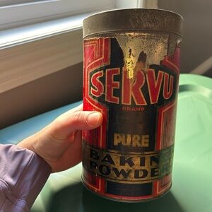2/$20❤️- COLLECTIBLE | Vintage Servu baking powder tin with lid